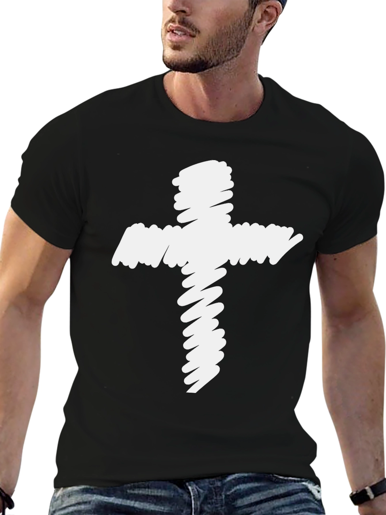Abstract Cross Graphic Tee - Stylish Christian T-Shirt