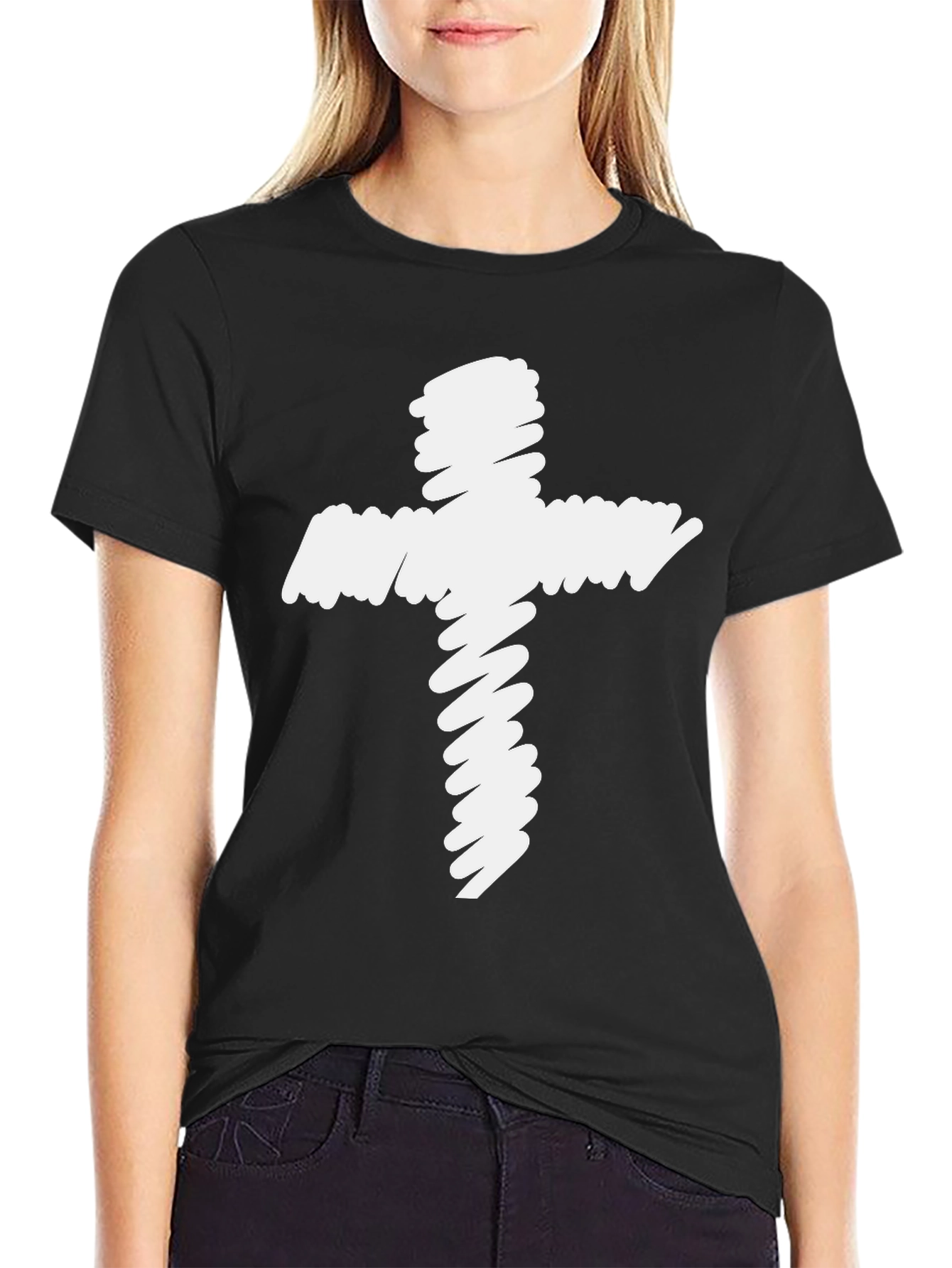 Abstract Cross Graphic Tee - Stylish Christian T-Shirt