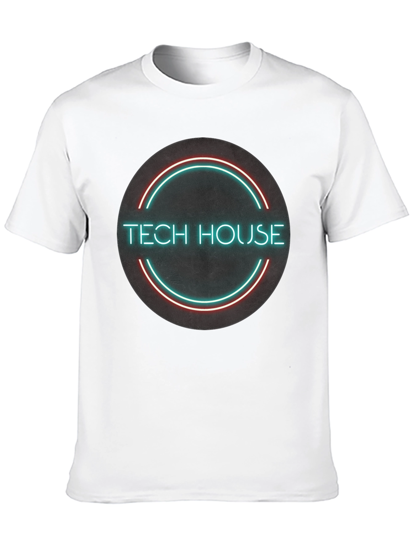 Tech House Neon Design Black T-Shirt