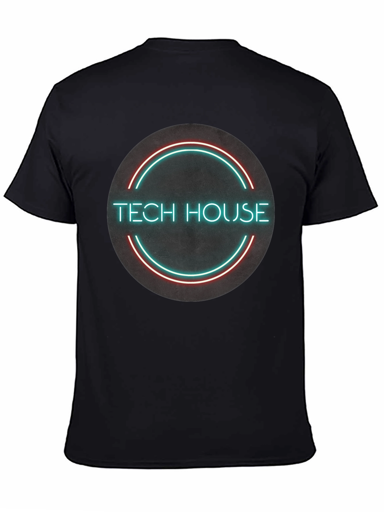 Tech House Neon Design Black T-Shirt