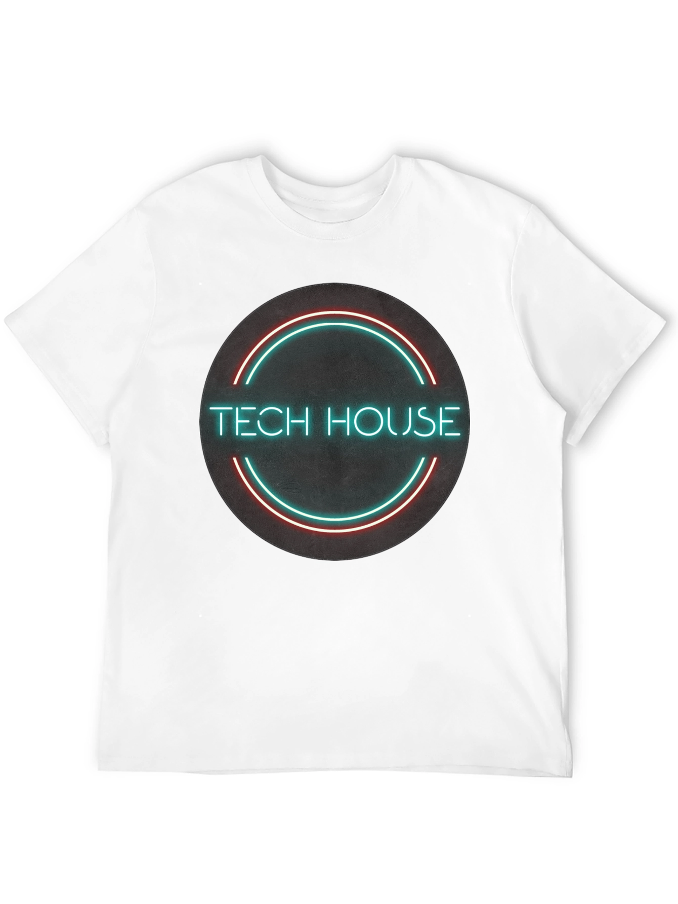 Tech House Neon Design Black T-Shirt