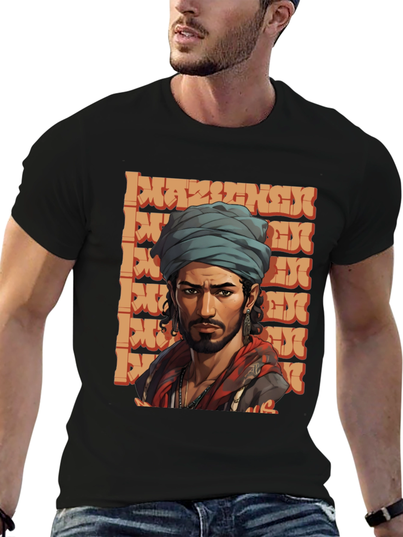 Cool Graphic Tee - Stylish Man with Turban Design