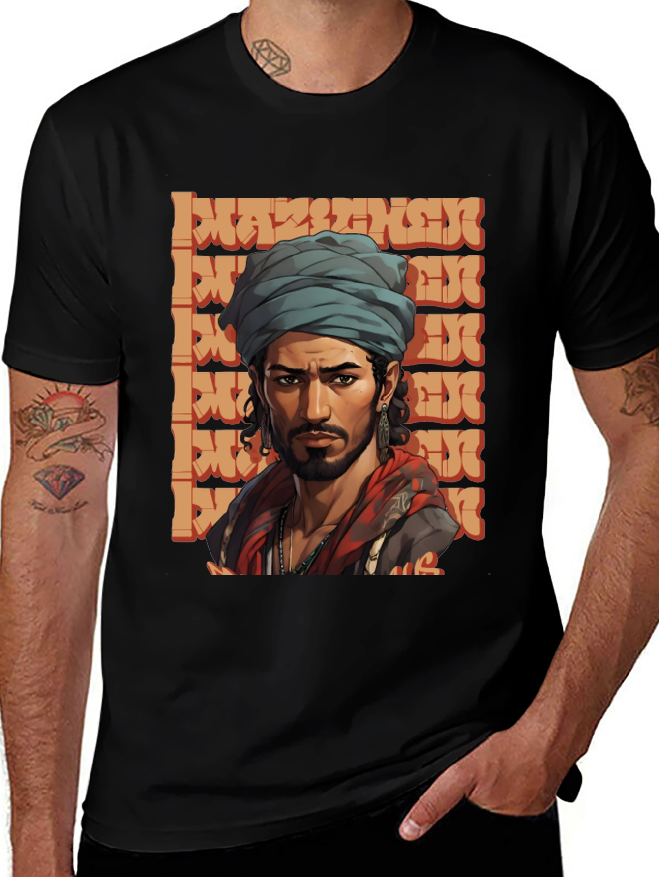 Cool Graphic Tee - Stylish Man with Turban Design