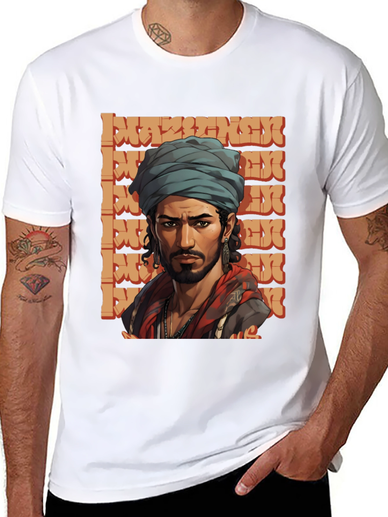 Cool Graphic Tee - Stylish Man with Turban Design