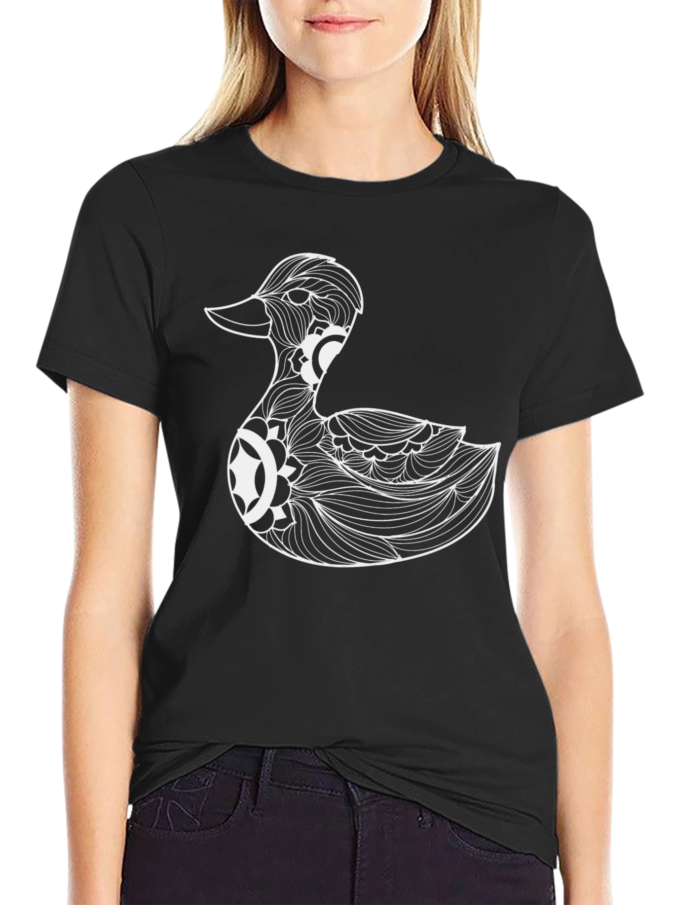 Duck Mandala Black T-Shirt - Stylish Graphic Tee