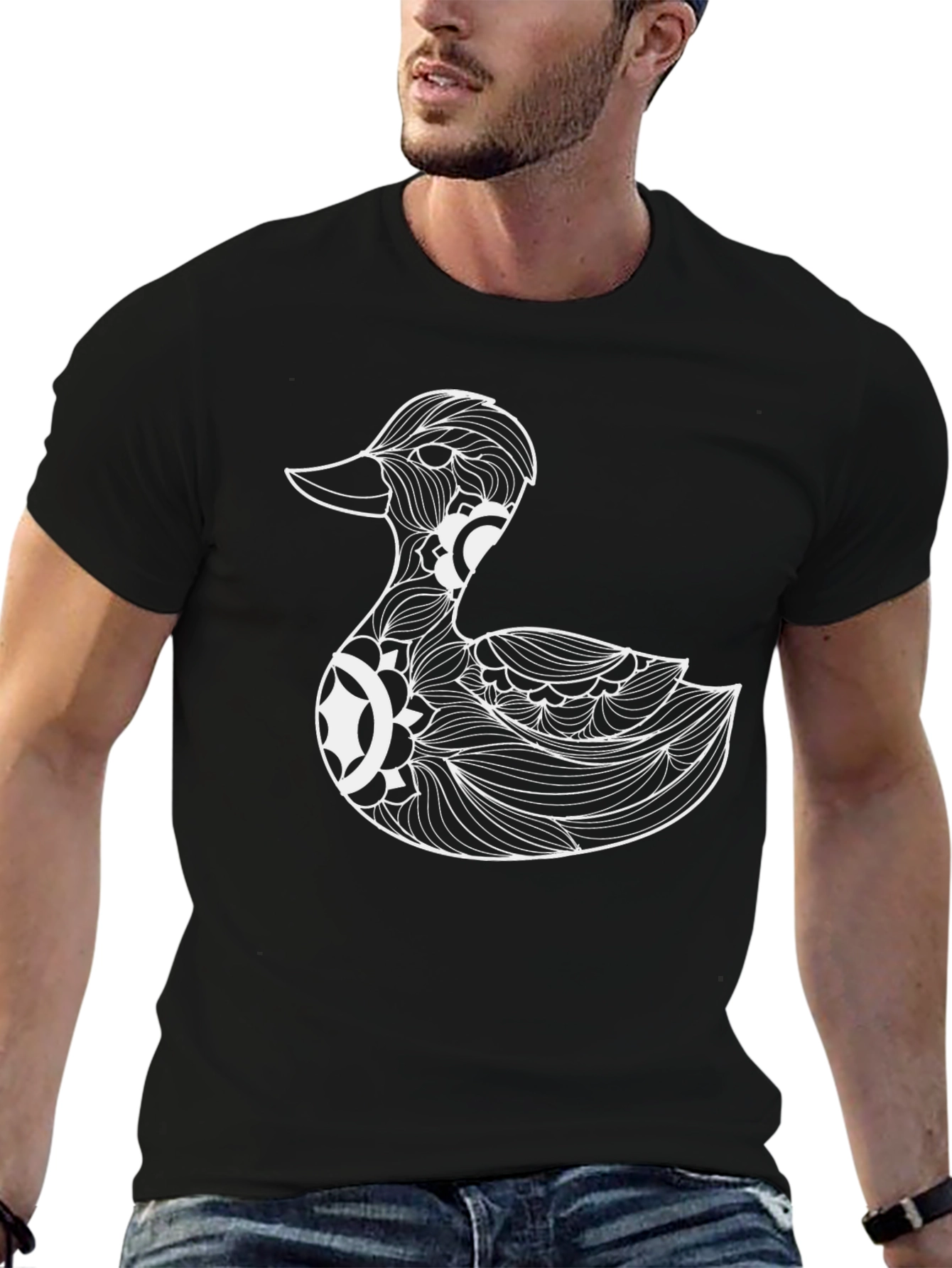 Duck Mandala Black T-Shirt - Stylish Graphic Tee