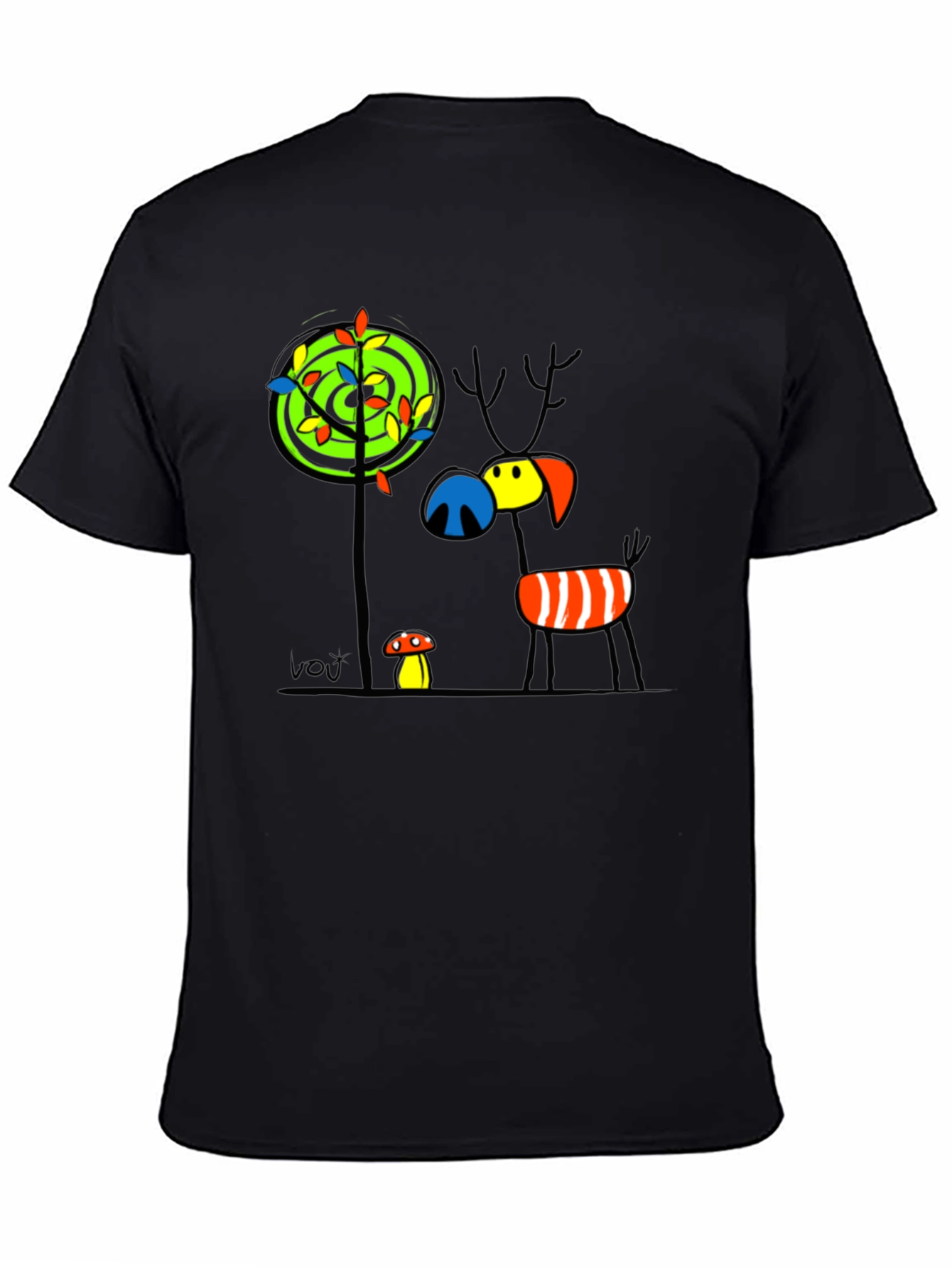 Whimsical Deer Graphic Tee - Unique Art T-Shirt