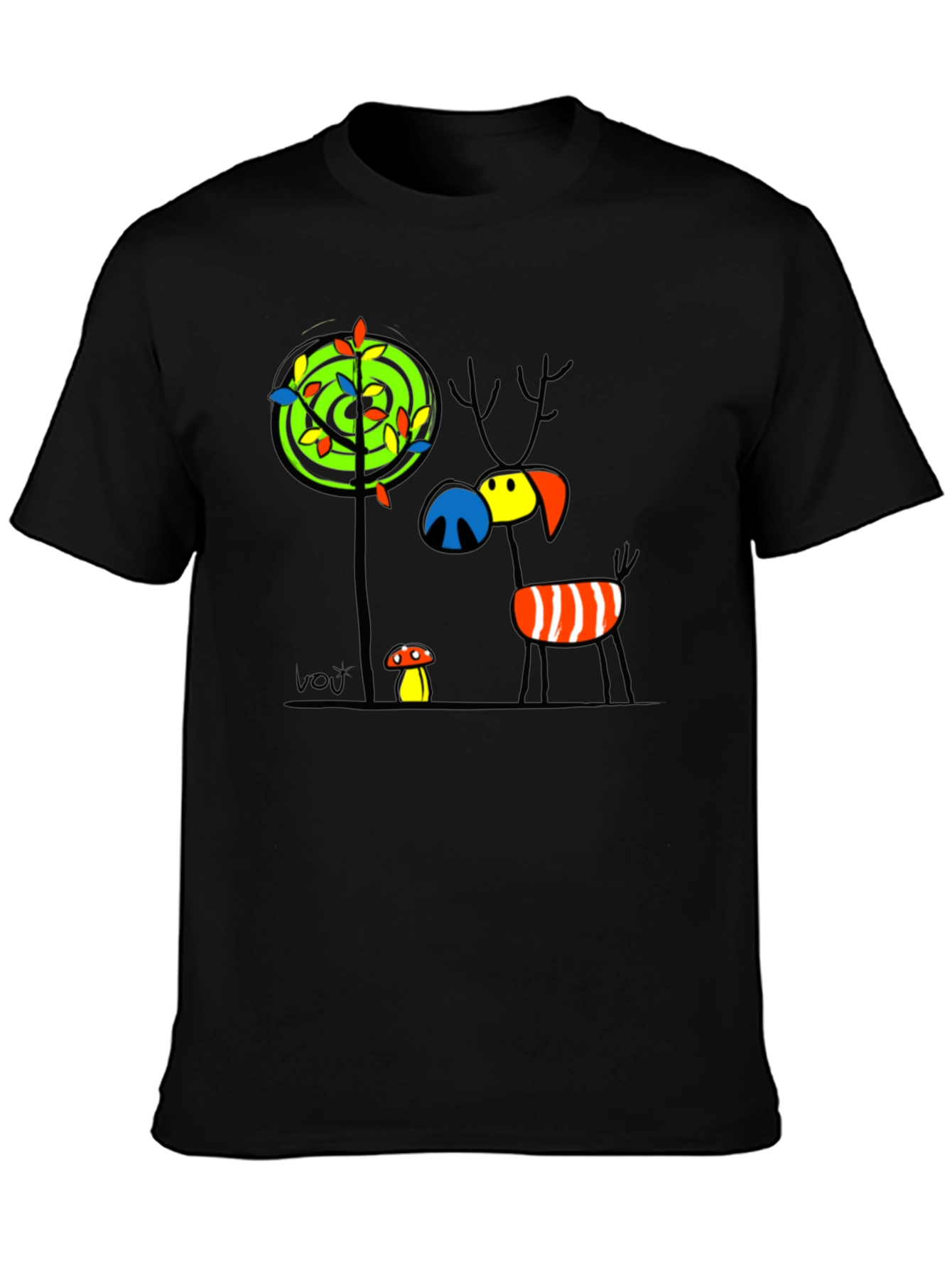 Whimsical Deer Graphic Tee - Unique Art T-Shirt