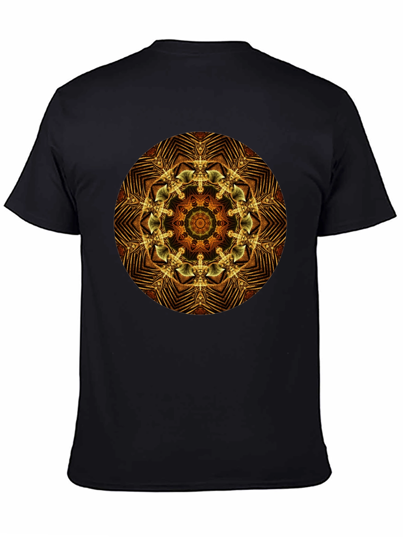 Geometric Mandala Graphic Tee - Black