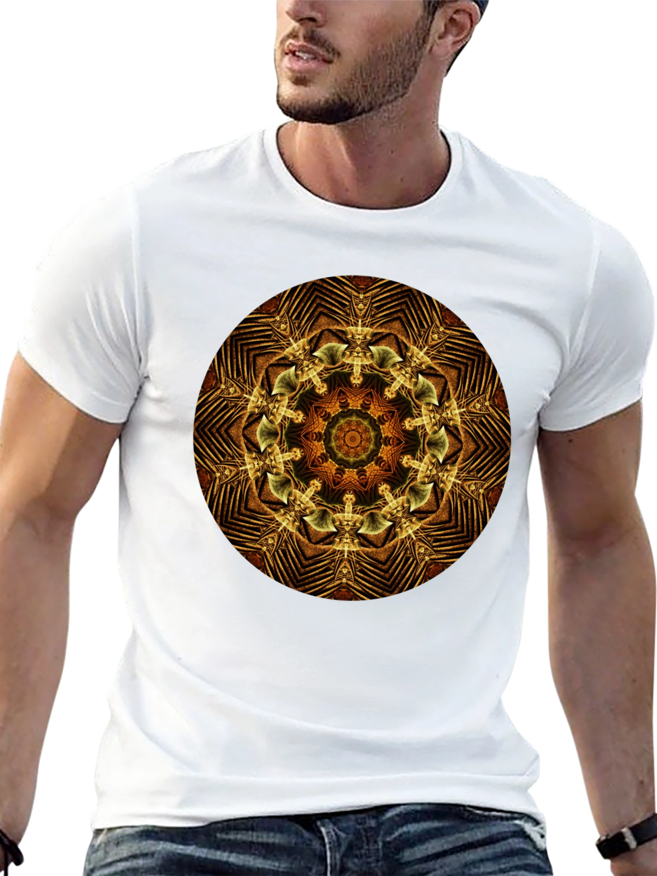 Geometric Mandala Graphic Tee - Black