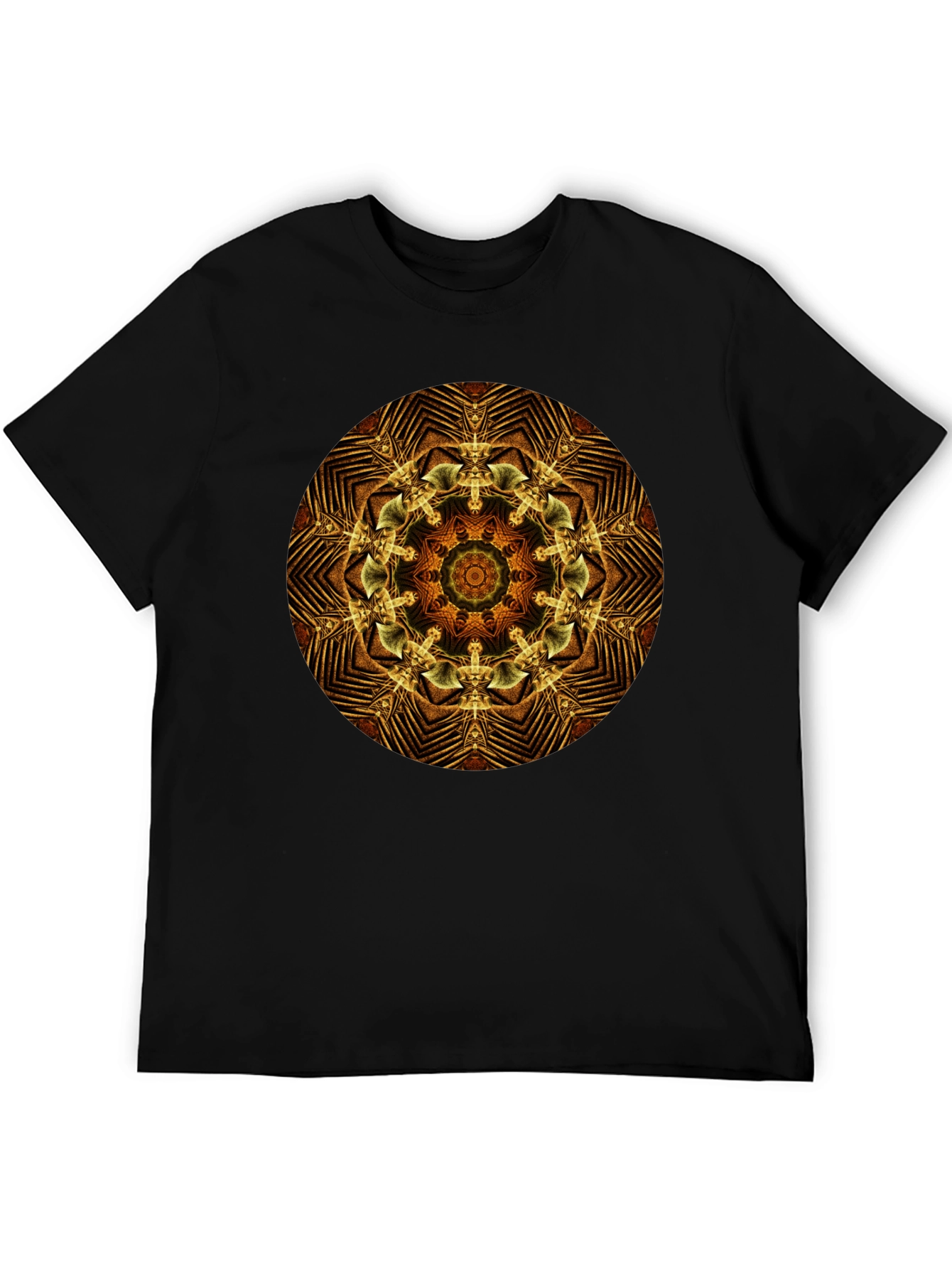 Geometric Mandala Graphic Tee - Black