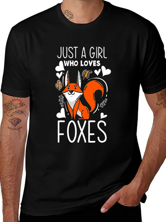 Just A Girl Who Loves Foxes Black T-Shirt