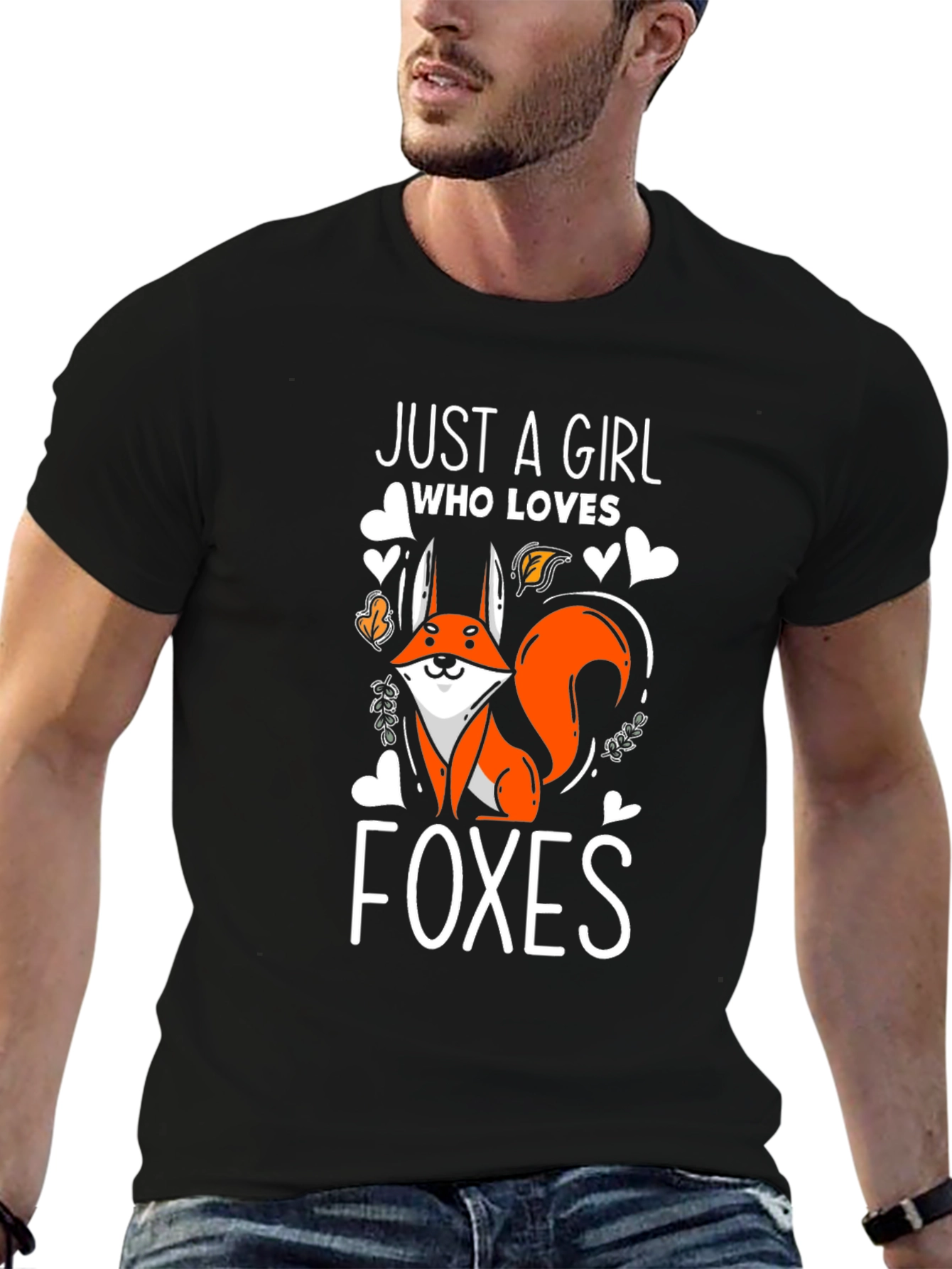 Just A Girl Who Loves Foxes Black T-Shirt