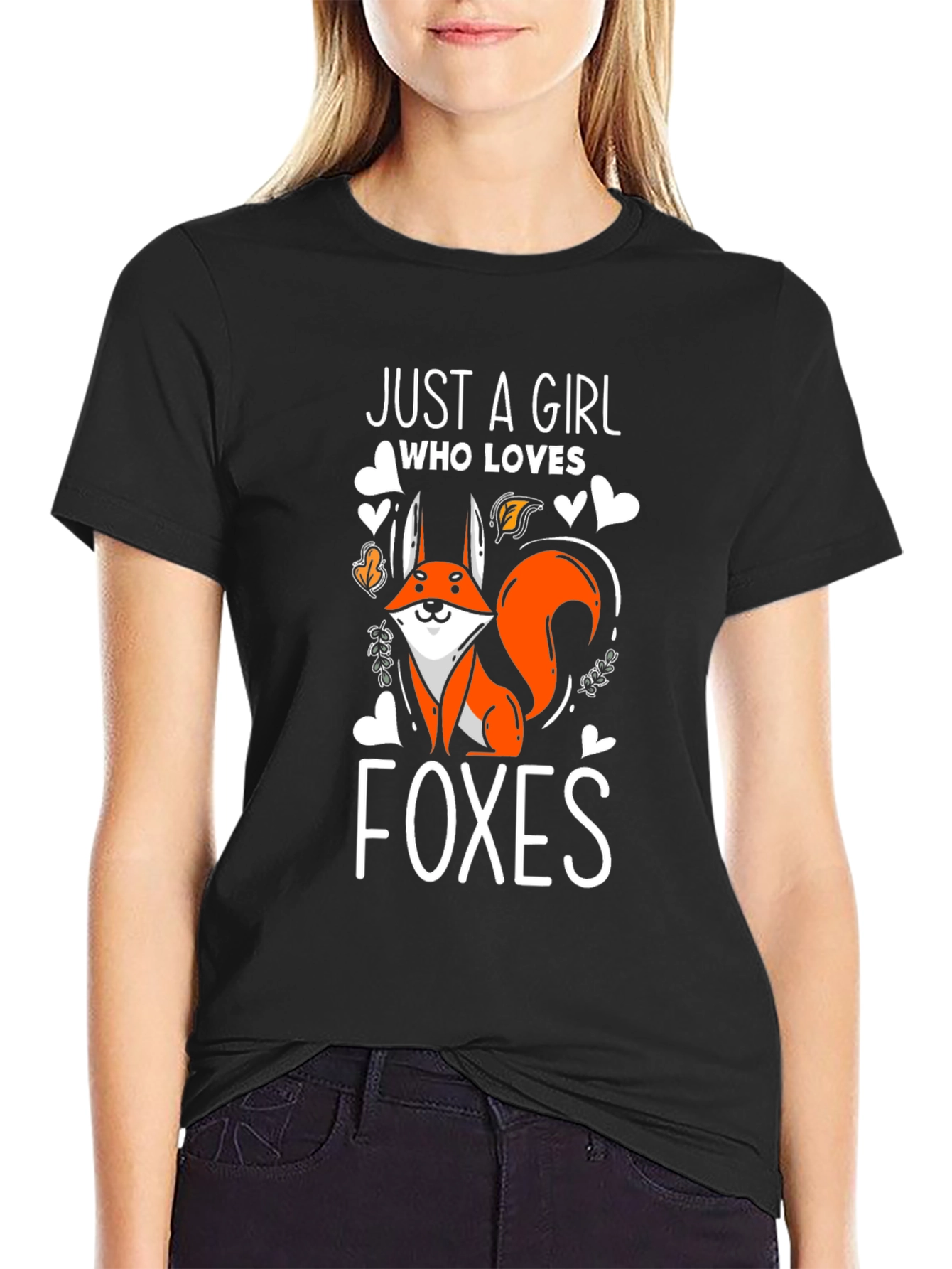 Just A Girl Who Loves Foxes Black T-Shirt