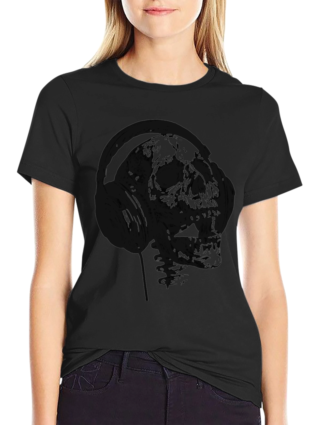 Skull Astronaut Graphic Black T-Shirt