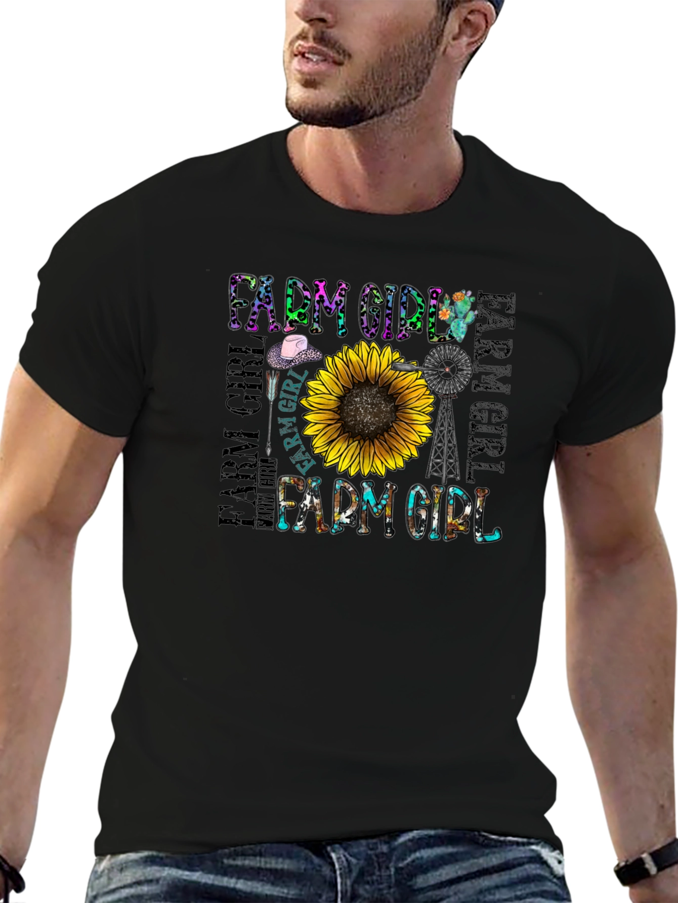Farm Girl Graphic T-Shirt - Sunflower Country Tee