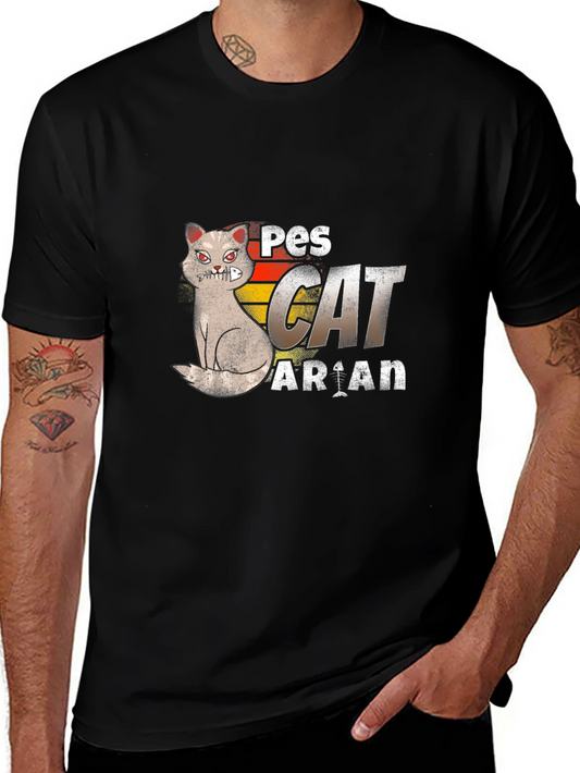 Pescatarian Cat T-Shirt Funny Seafood Lover Tee