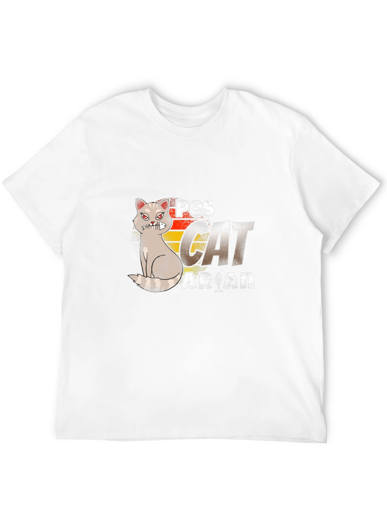 Pescatarian Cat T-Shirt Funny Seafood Lover Tee
