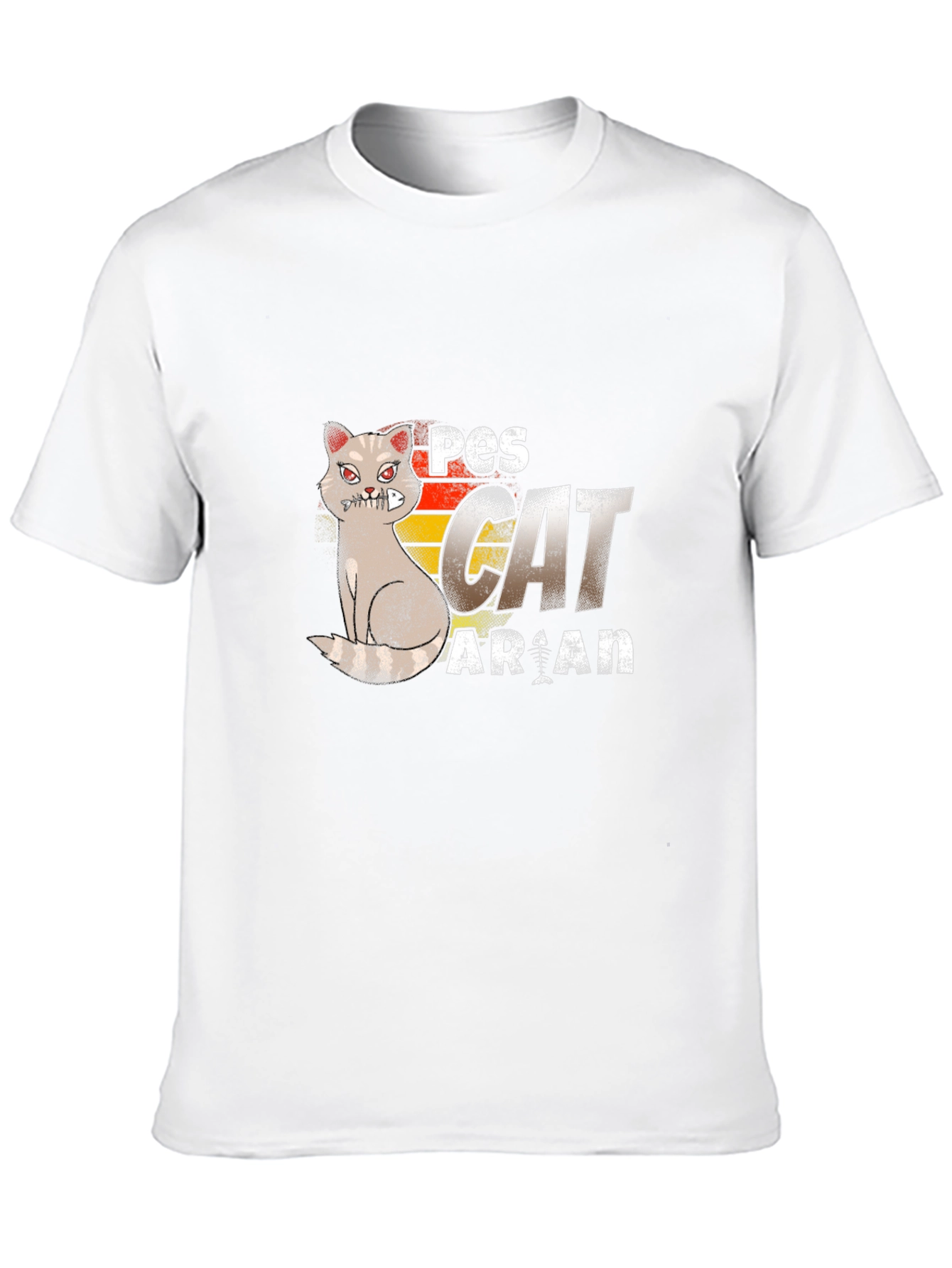 Pescatarian Cat T-Shirt Funny Seafood Lover Tee