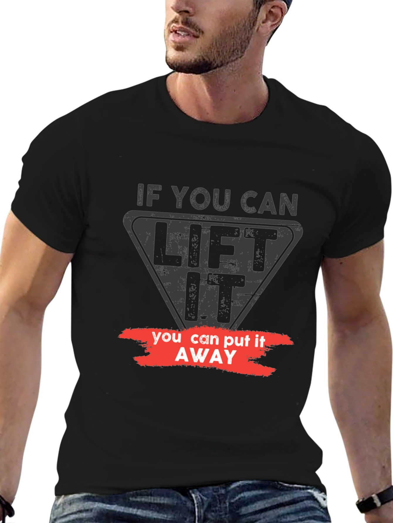 Lift It Put It Away Black Graphic Tee