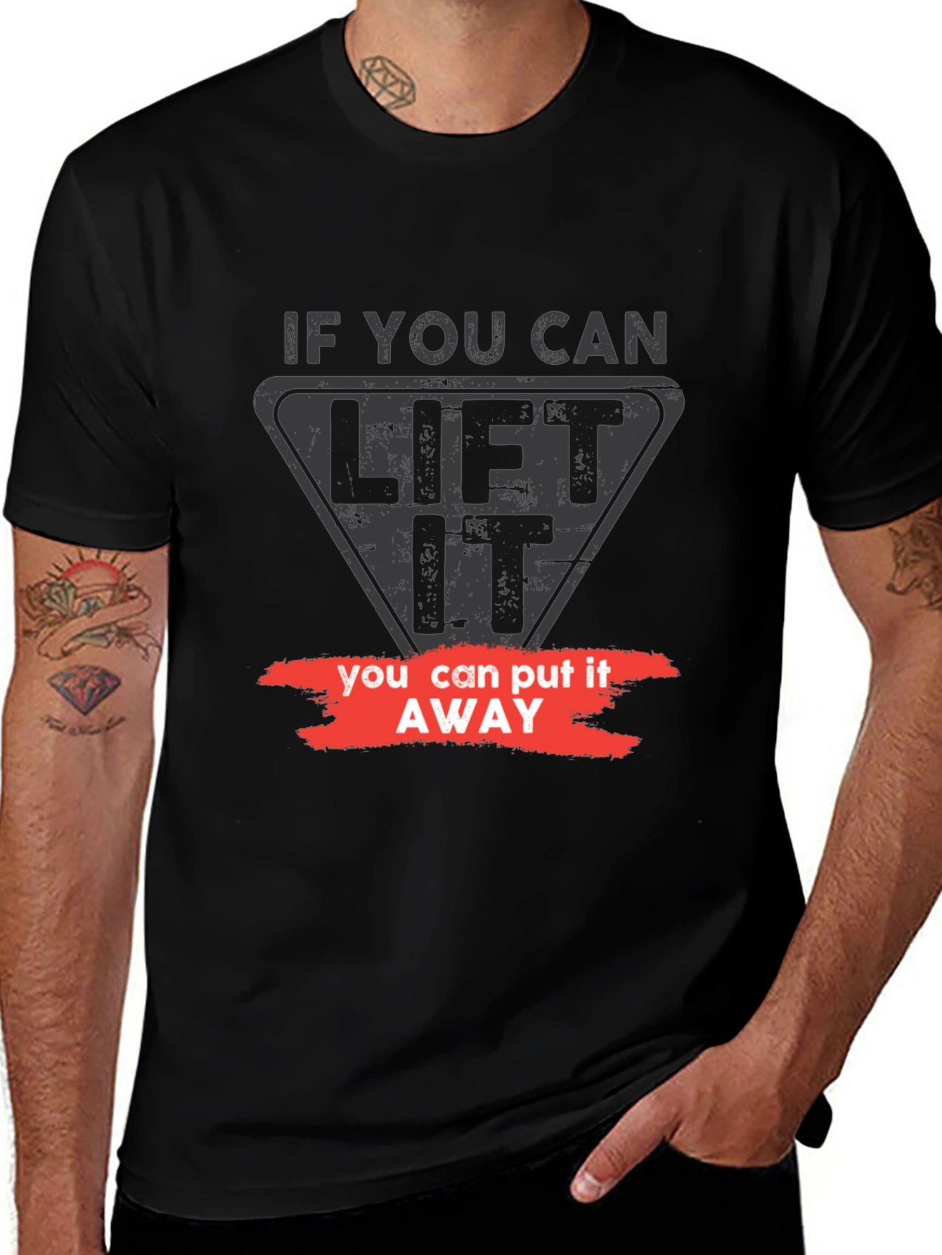 Lift It Put It Away Black Graphic Tee