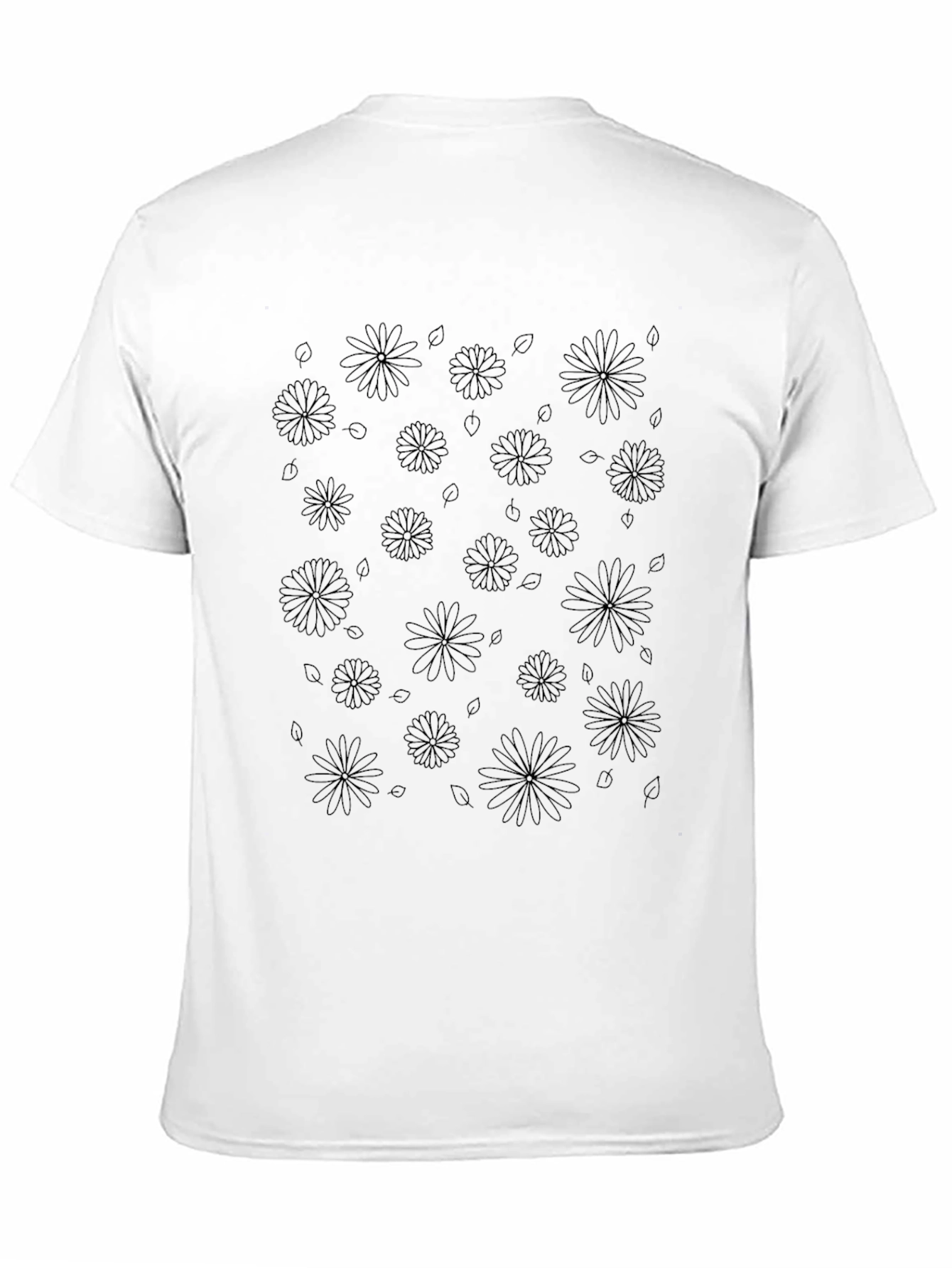 Floral Print Mens Black T-Shirt