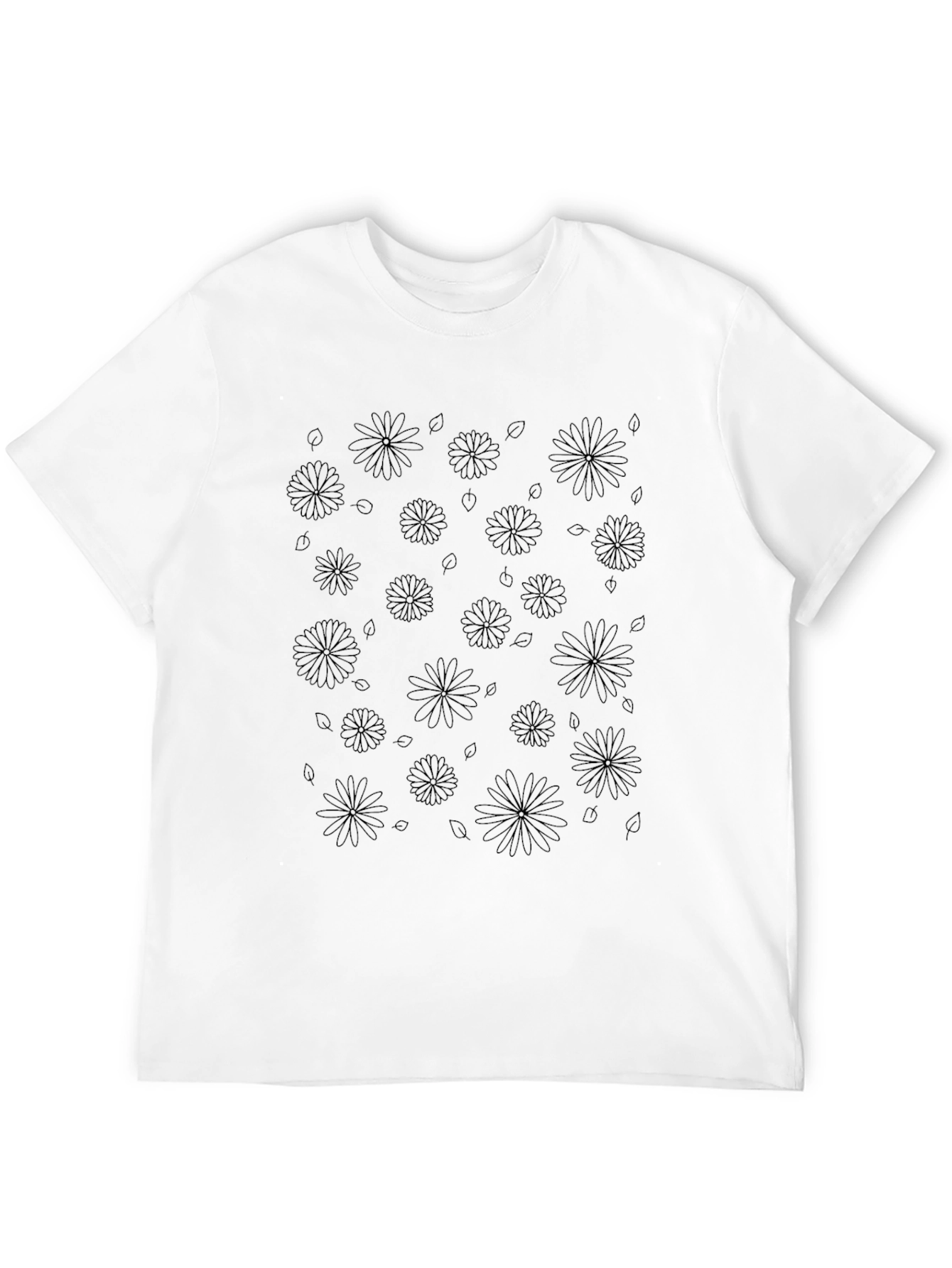 Floral Print Mens Black T-Shirt