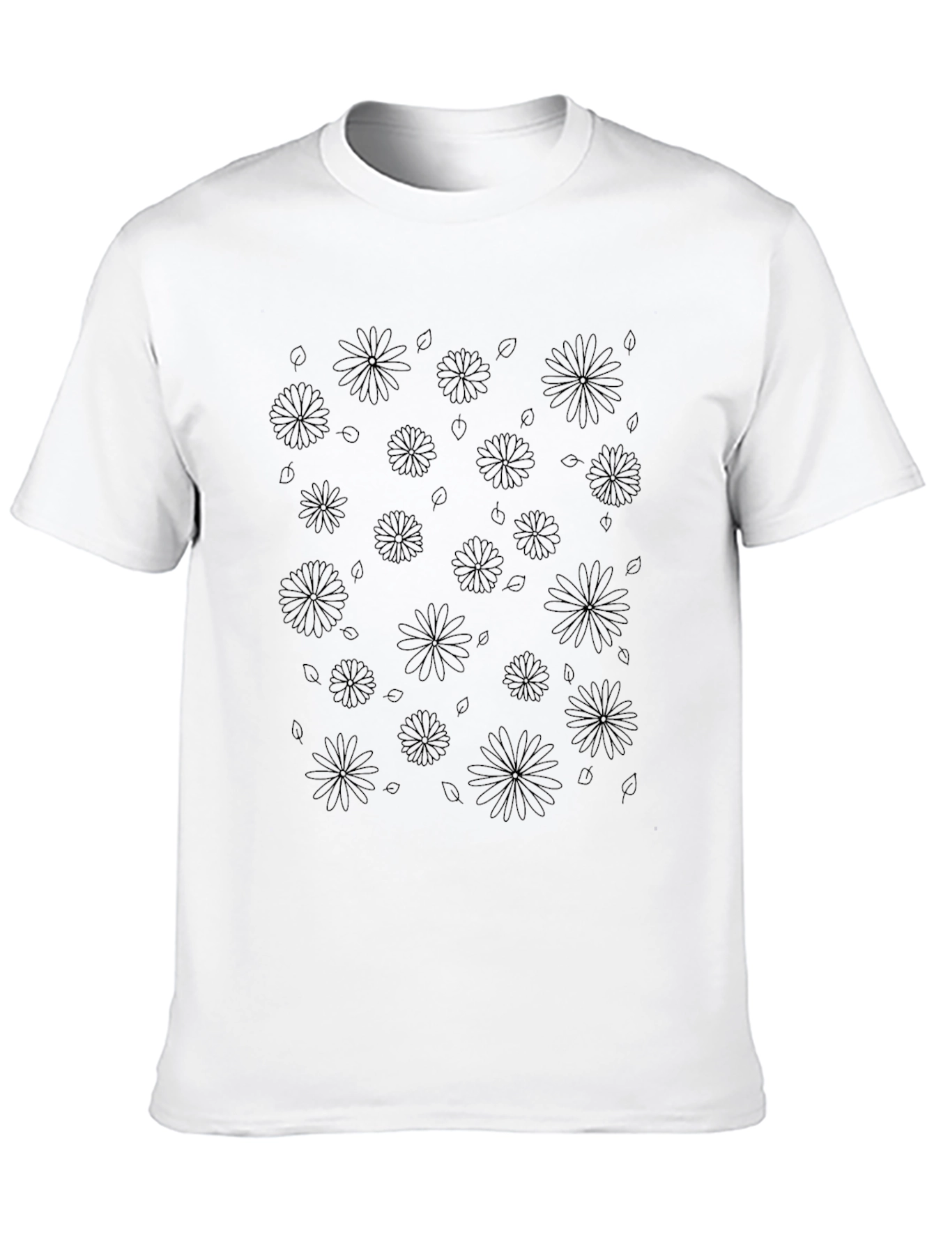 Floral Print Mens Black T-Shirt