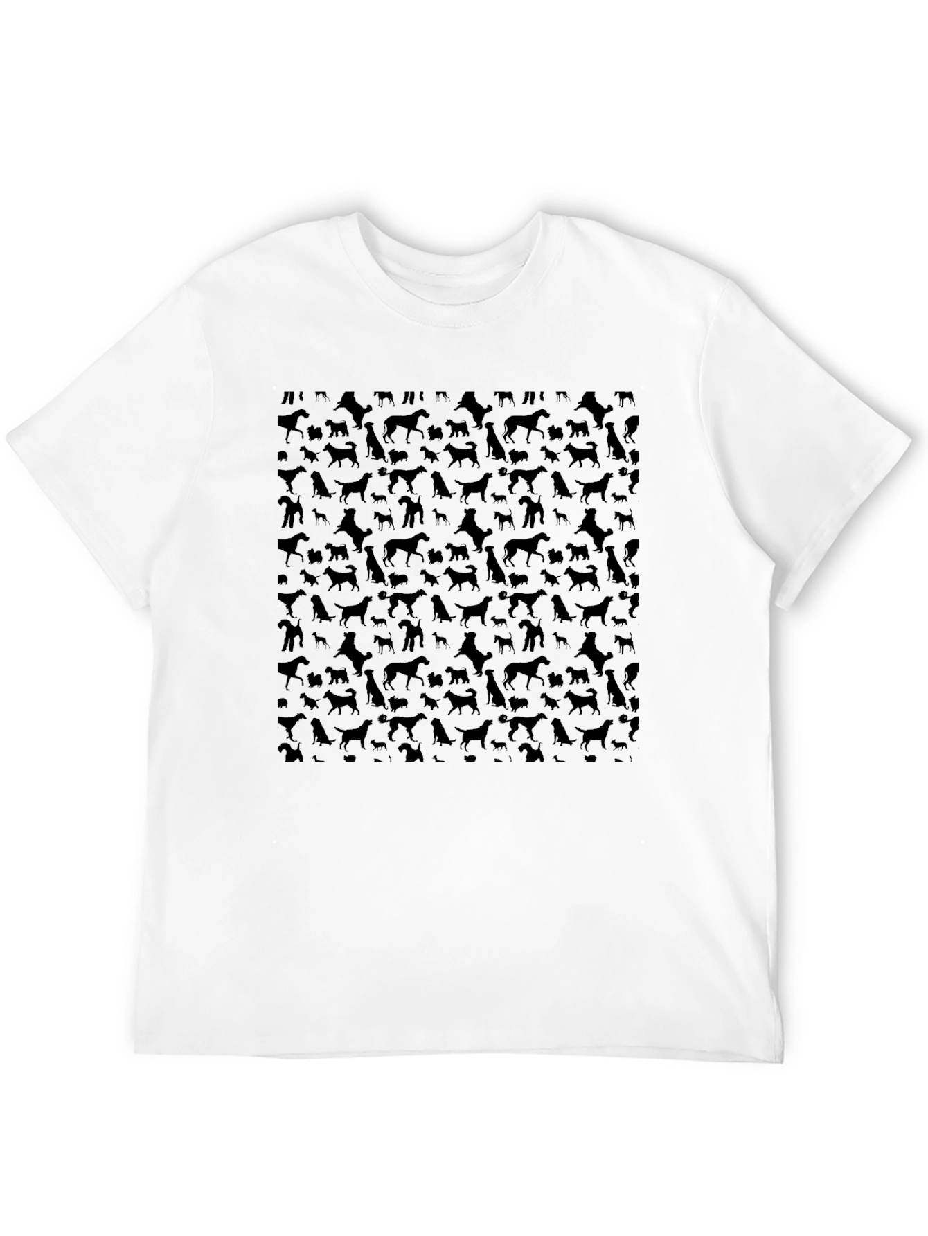Dog Silhouette Pattern Black T-Shirt
