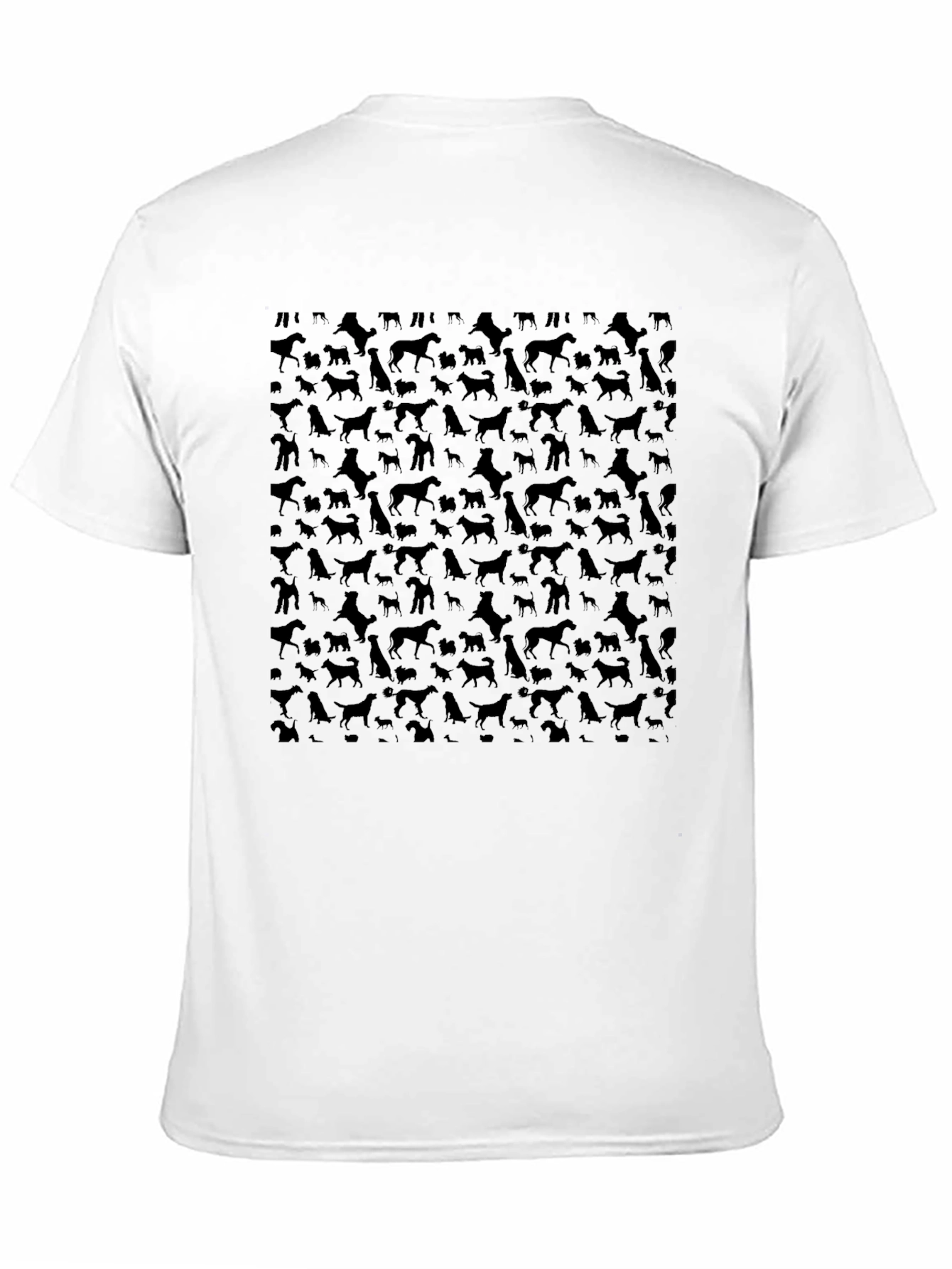 Dog Silhouette Pattern Black T-Shirt