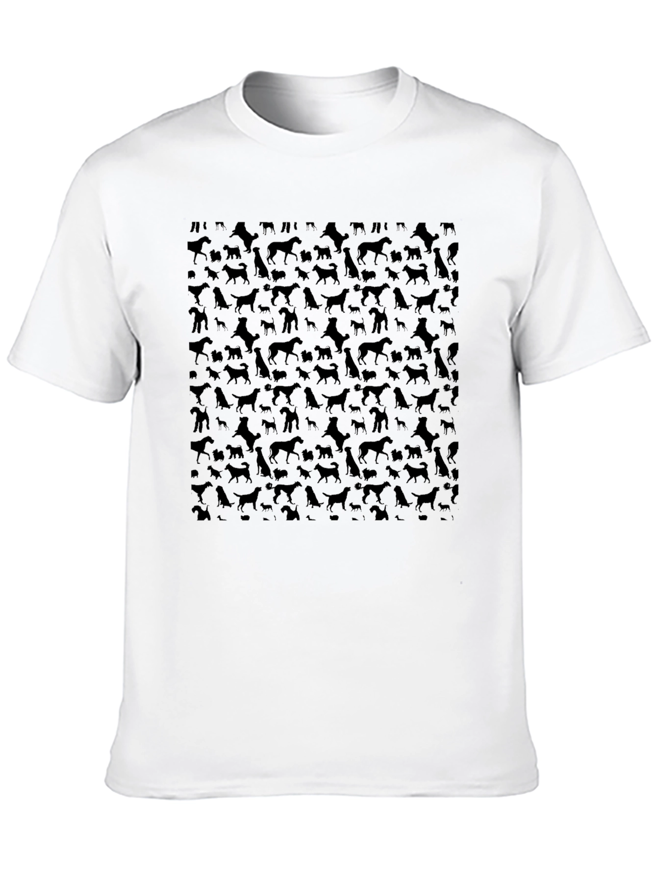 Dog Silhouette Pattern Black T-Shirt