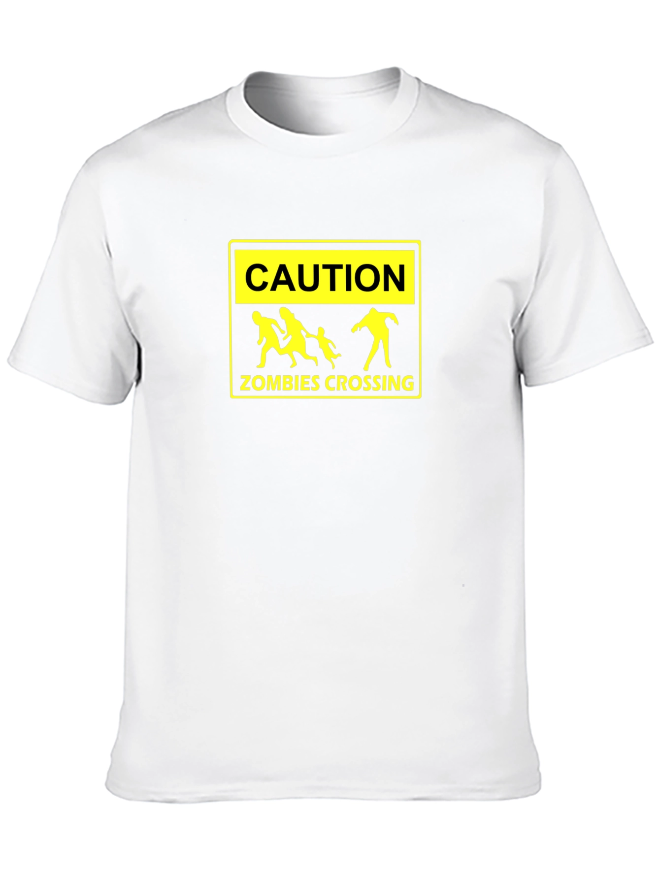Caution Zombies Crossing Black Graphic Tee