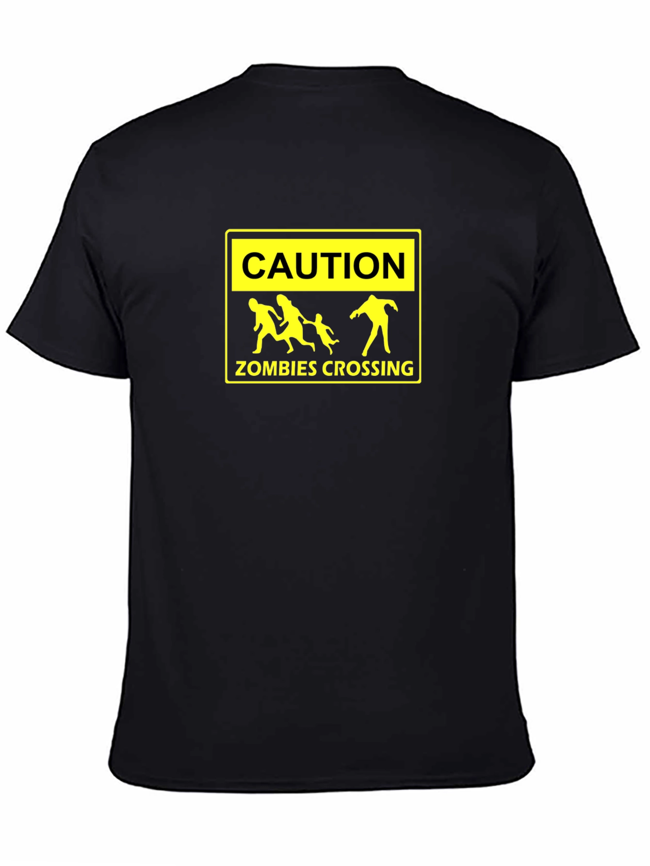 Caution Zombies Crossing Black Graphic Tee