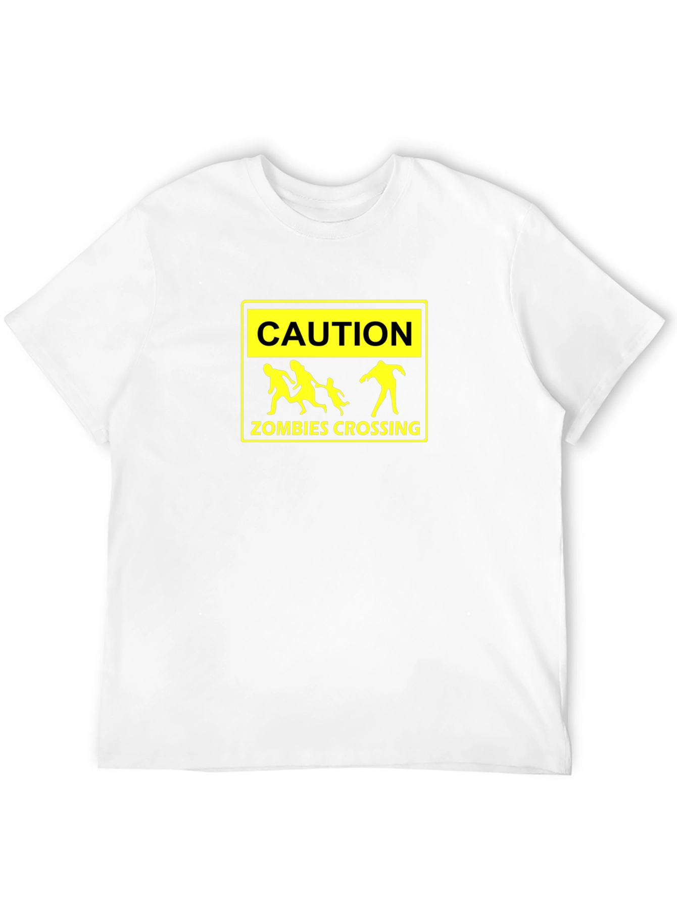 Caution Zombies Crossing Black Graphic Tee