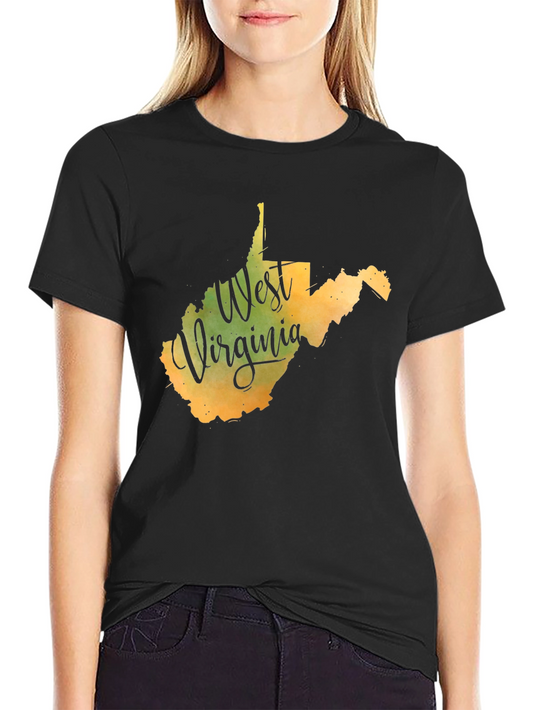 West Virginia State Map T-Shirt - Black