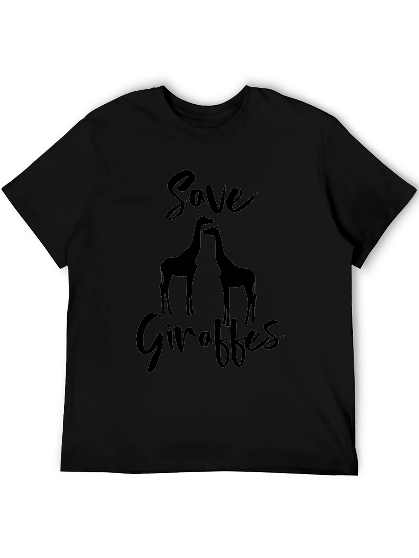 Save Giraffes Graphic Tee - Black Cotton Shirt