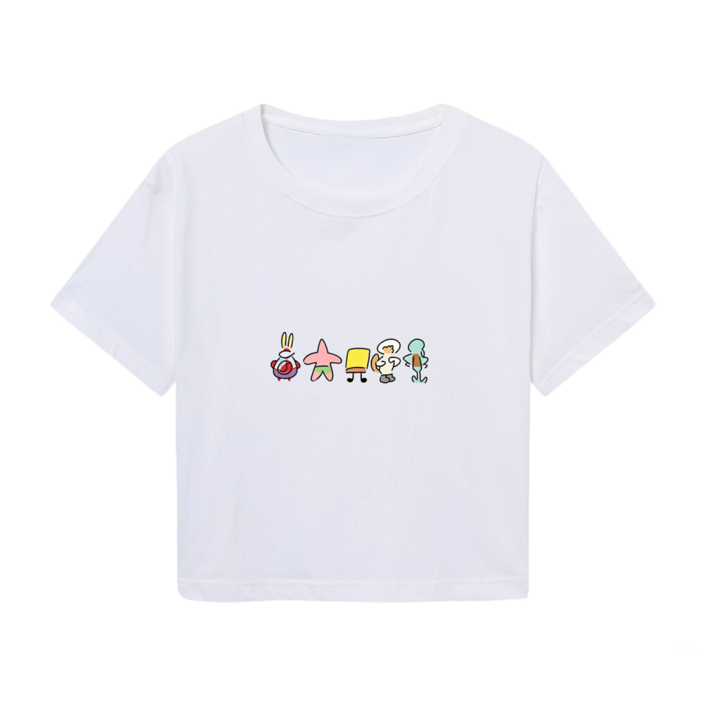 Cute SpongeBob Characters Graphic Casual Crop T?Shirt