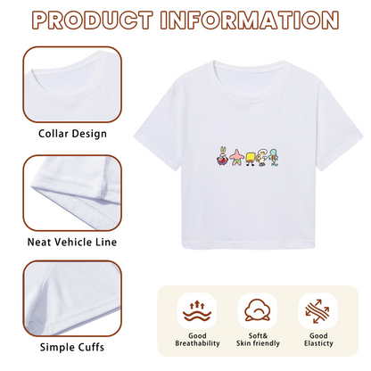 Cute SpongeBob Characters Graphic Casual Crop T?Shirt