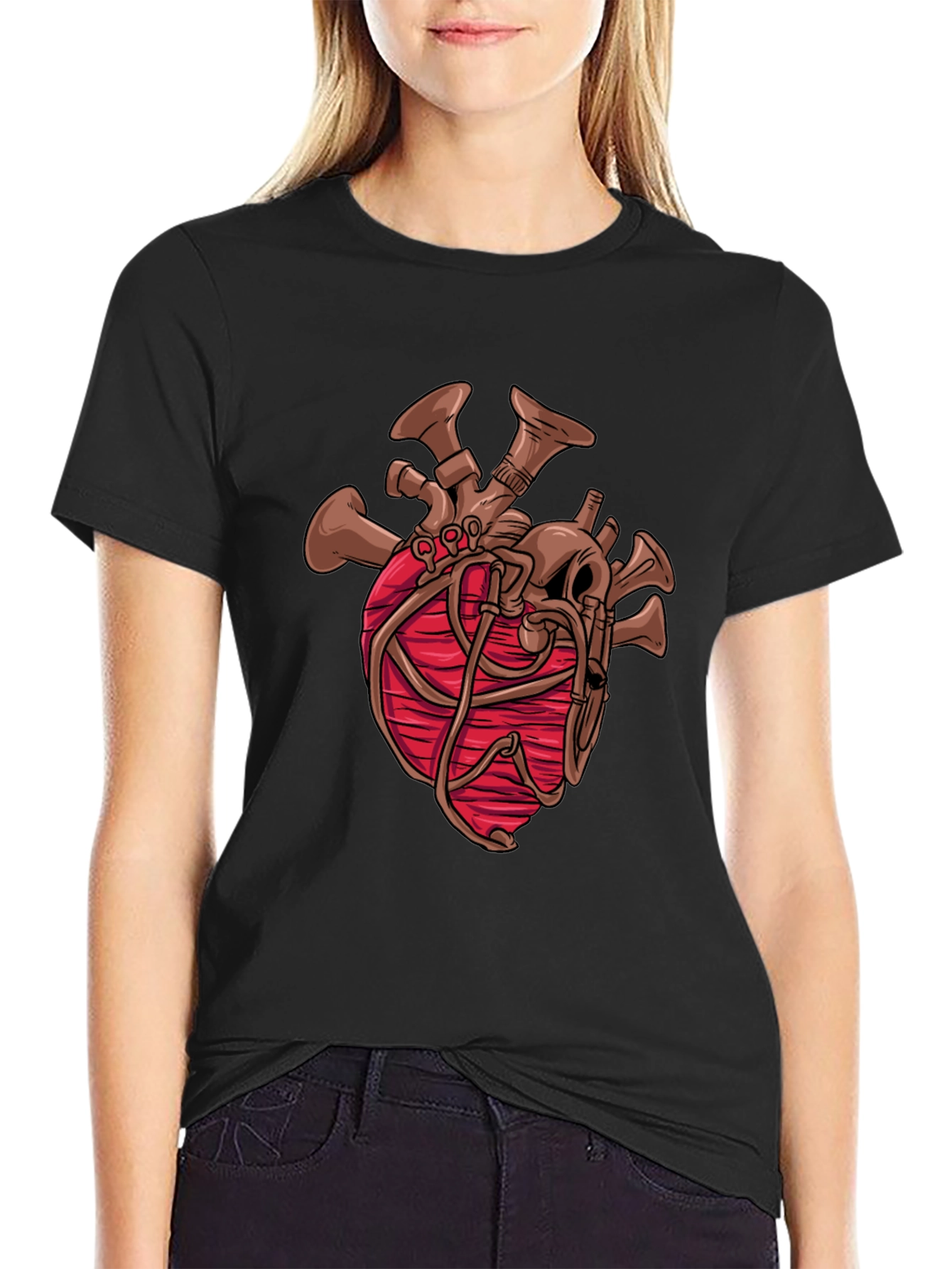 Steampunk Heart Graphic Black T-Shirt