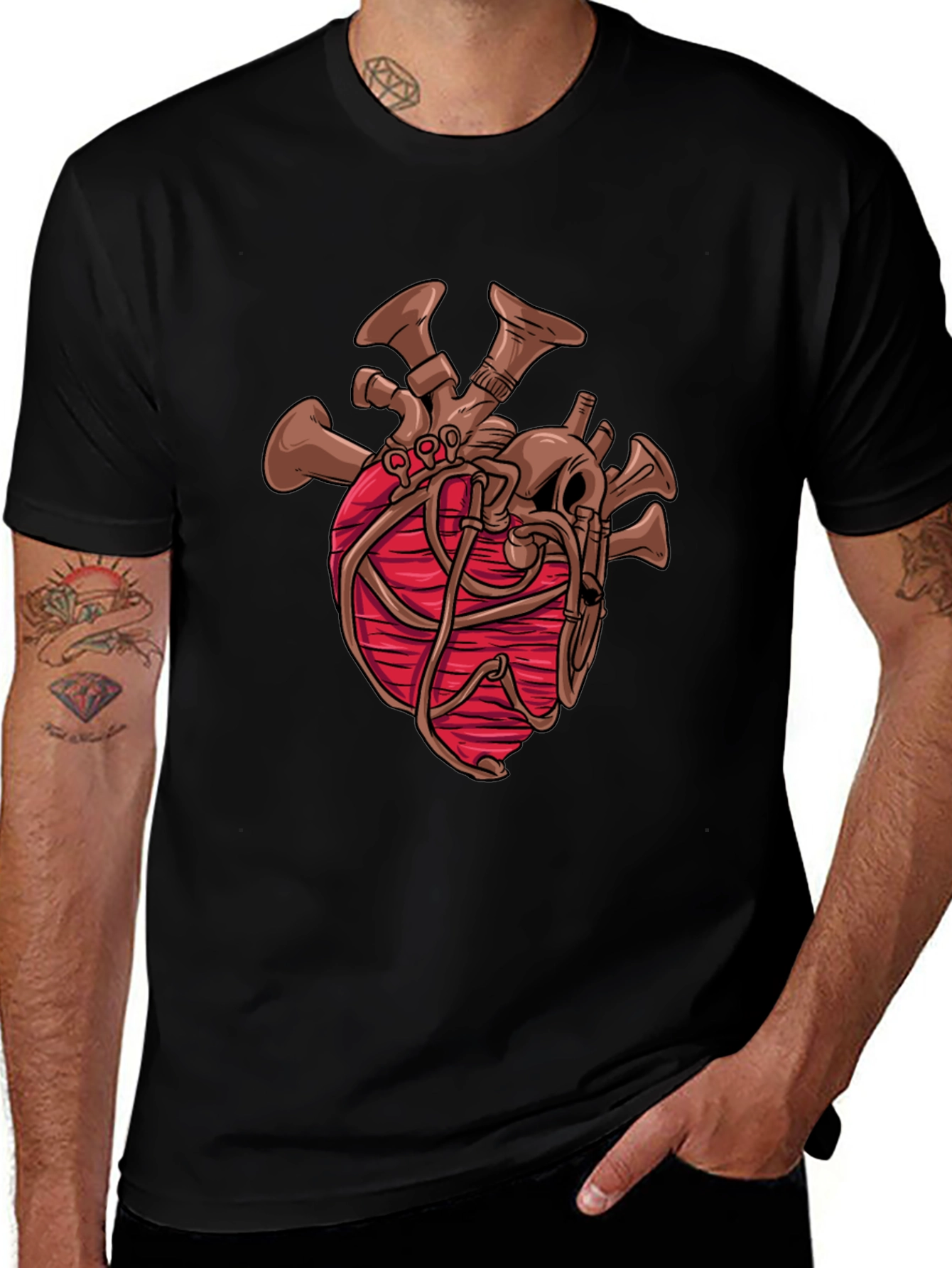 Steampunk Heart Graphic Black T-Shirt