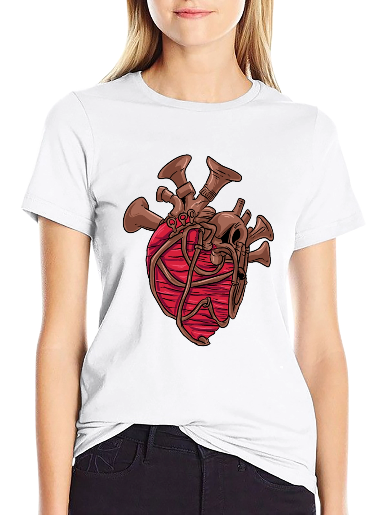 Steampunk Heart Graphic Black T-Shirt