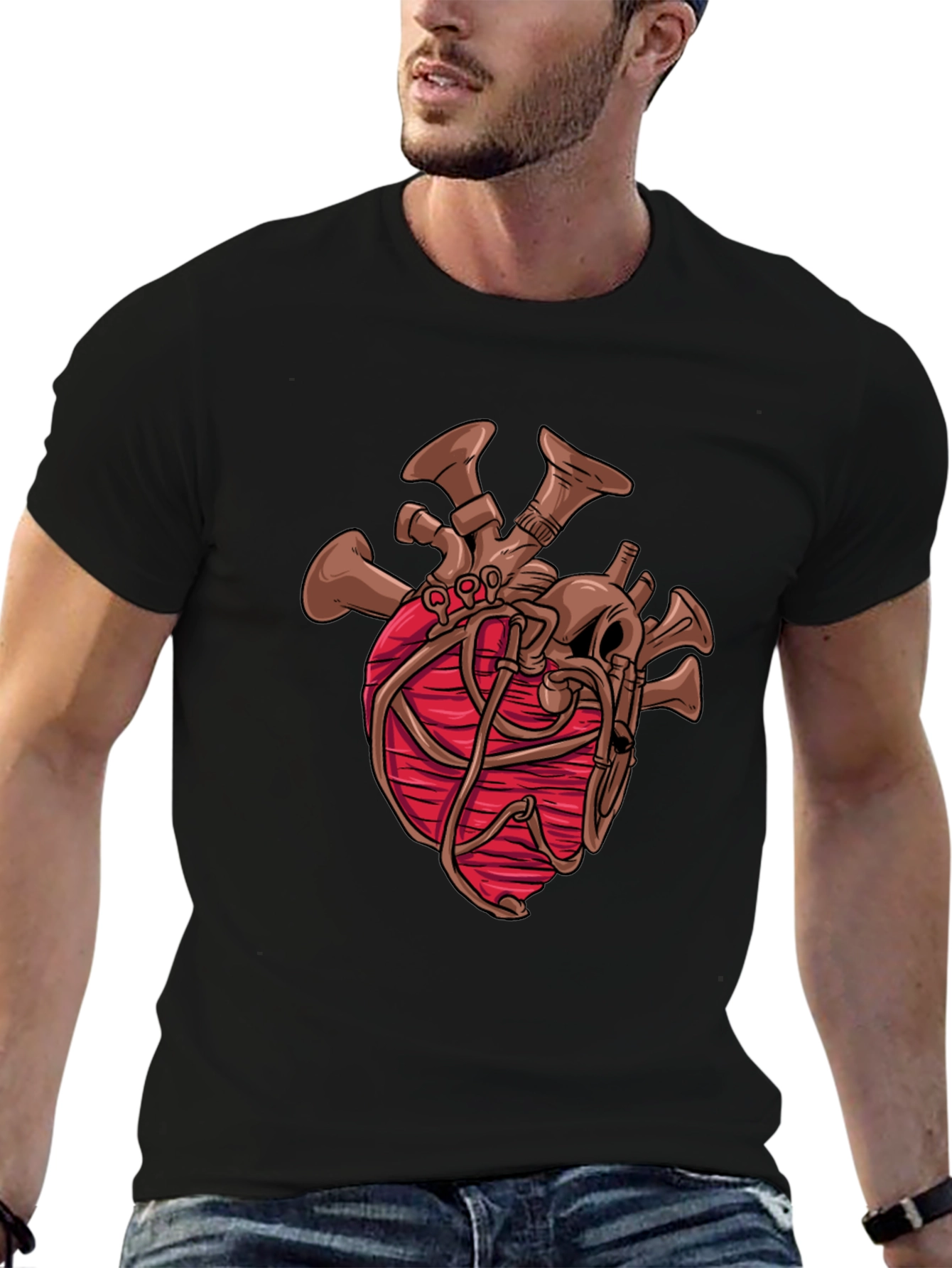 Steampunk Heart Graphic Black T-Shirt