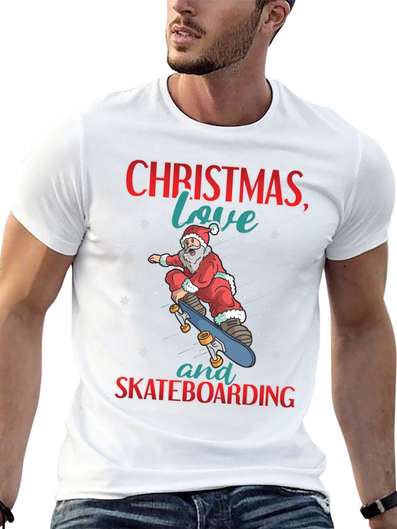 Santa Skateboarding Christmas T-Shirt