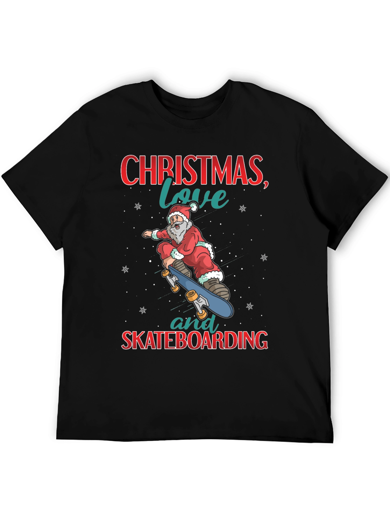 Santa Skateboarding Christmas T-Shirt