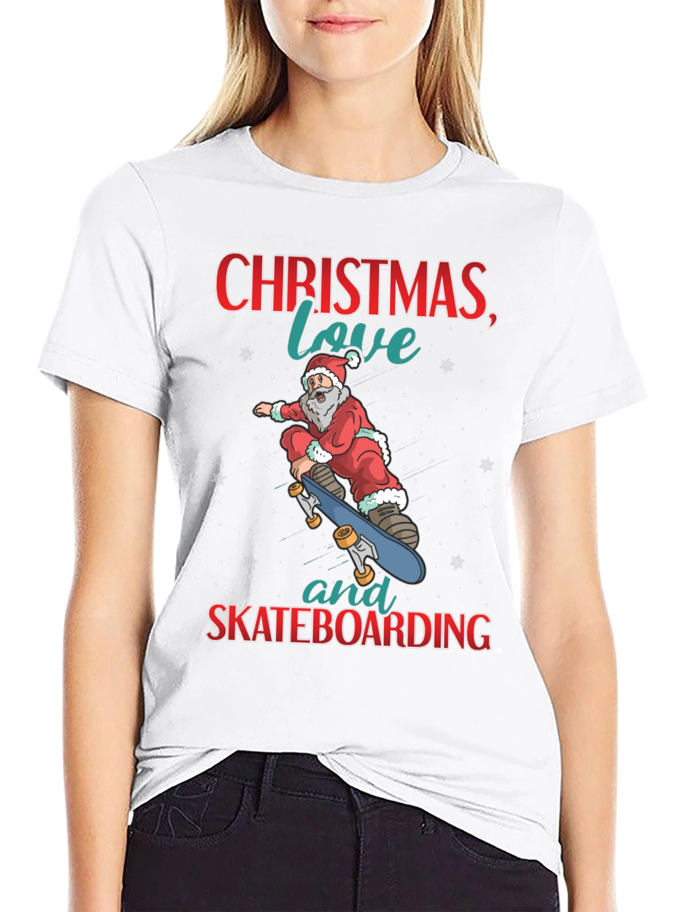 Santa Skateboarding Christmas T-Shirt