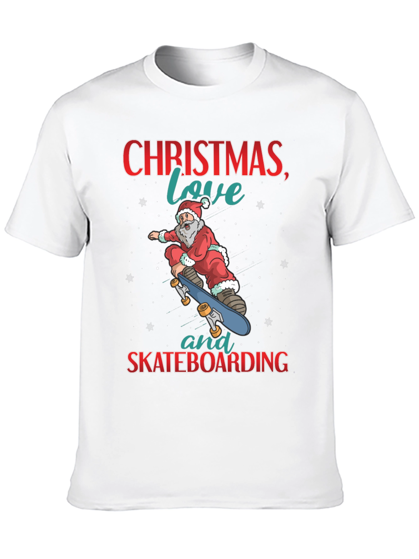 Santa Skateboarding Christmas T-Shirt