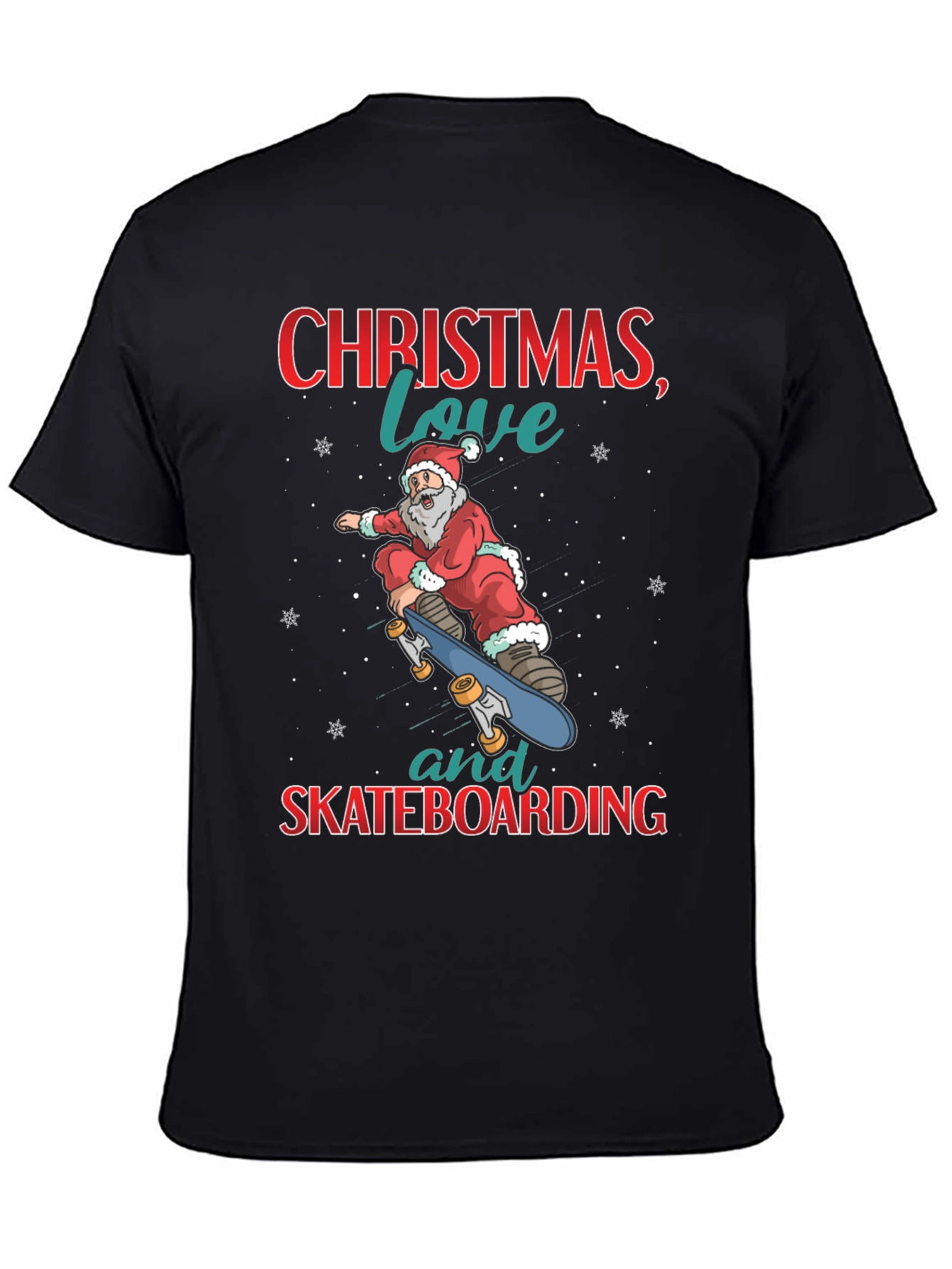 Santa Skateboarding Christmas T-Shirt