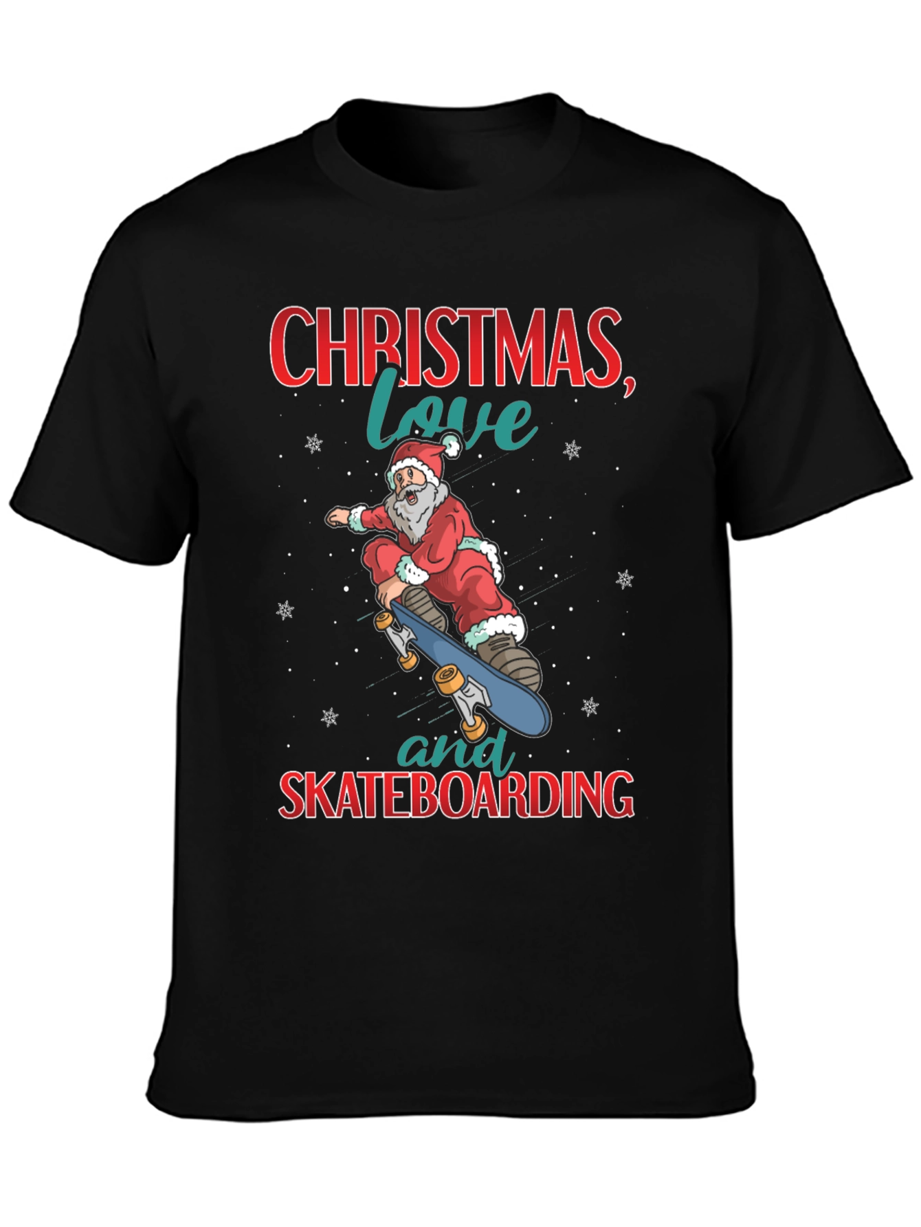 Santa Skateboarding Christmas T-Shirt