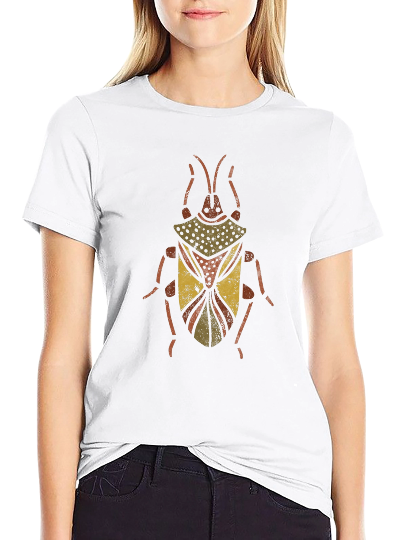 Unique Beetle Graphic Print Black T-Shirt