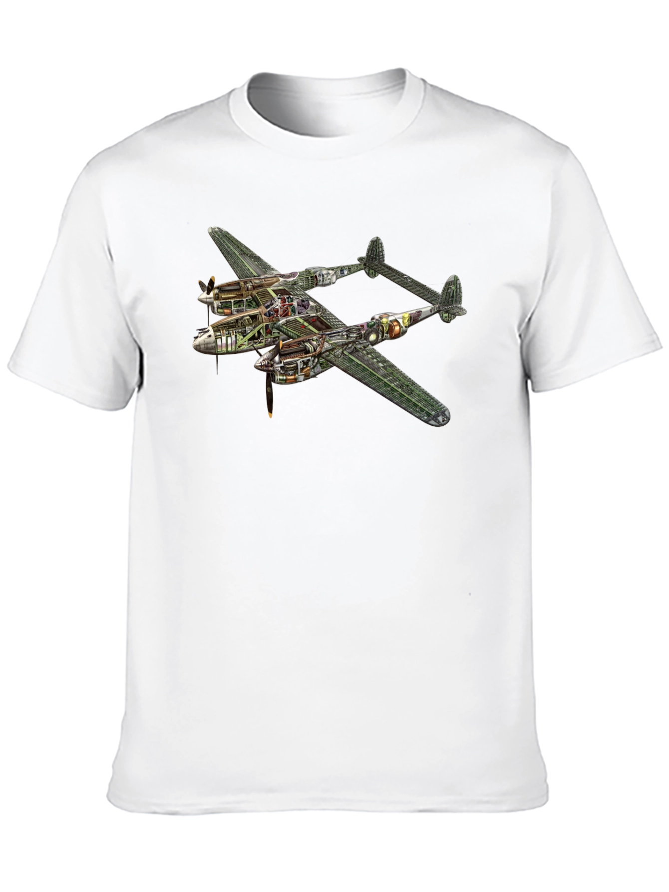 Unique P-38 Lightning Cutaway Graphic Tee